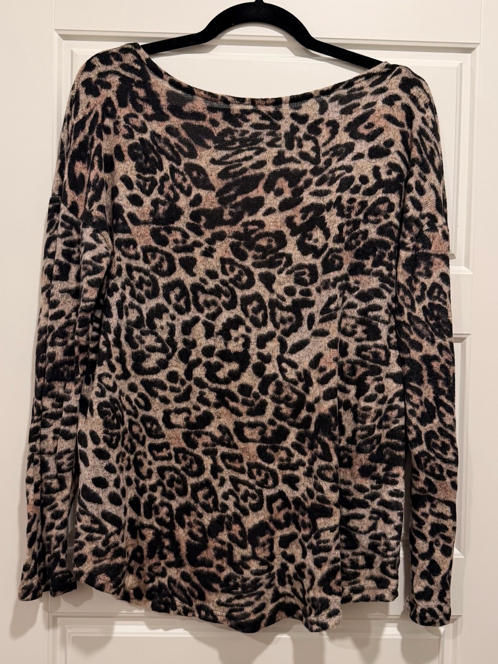 Cherish Leopard Print Long Sleeve Top - Taupe & Black